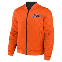 Men's Darius Rucker Collection by Fanatics Black/Orange New York Mets Reversible Full-Zip Bomber Jacket