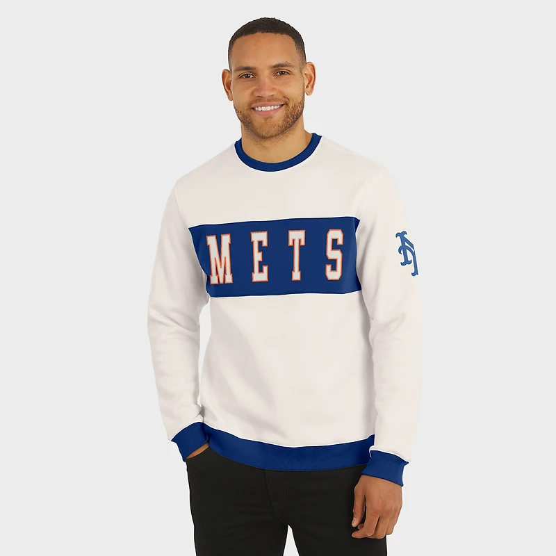 Men's Darius Rucker Collection by Fanatics  Cream New York Mets Colorblock Crewneck Sweatshirt