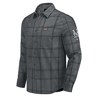 Men's Darius Rucker Collection by Fanatics Gray New York Mets Thin Wale Corduroy Plaid Button Up Shirt