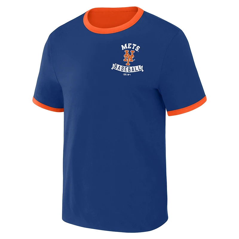 Collection Darius Rucker pour homme par Fanatics Royal/Orange New York Mets T-shirt réversible à sonnerie bidirectionnelle