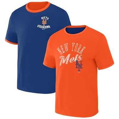Collection Darius Rucker pour homme par Fanatics Royal/Orange New York Mets T-shirt réversible à sonnerie bidirectionnelle