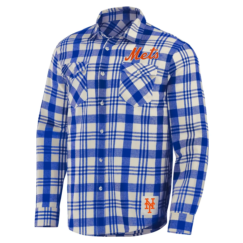 Chemise boutonnée en flanelle à carreaux de la collection Darius Rucker par Fanatics Royal New York Mets pour hommes