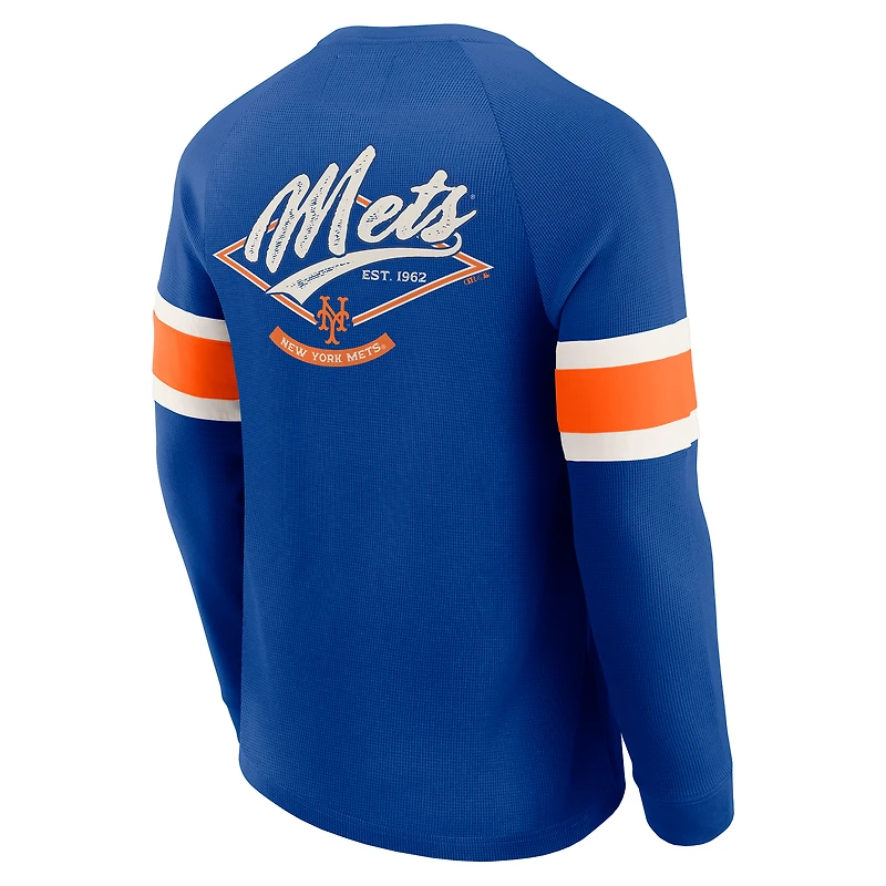 T-shirt Henley à manches longues raglan en tricot gaufré pour homme de la collection Darius Rucker par Fanatics Royal New York Mets