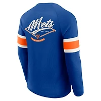 T-shirt Henley à manches longues raglan en tricot gaufré pour homme de la collection Darius Rucker par Fanatics Royal New York Mets
