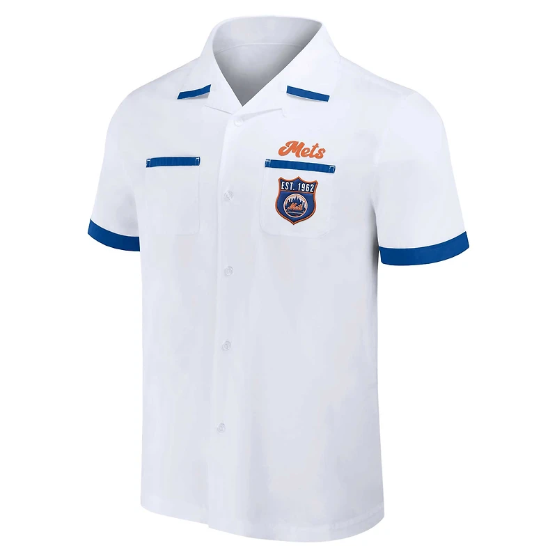 Collection Darius Rucker pour homme par Fanatics - Chemise blanche boutonnée New York Mets Bowling hommes