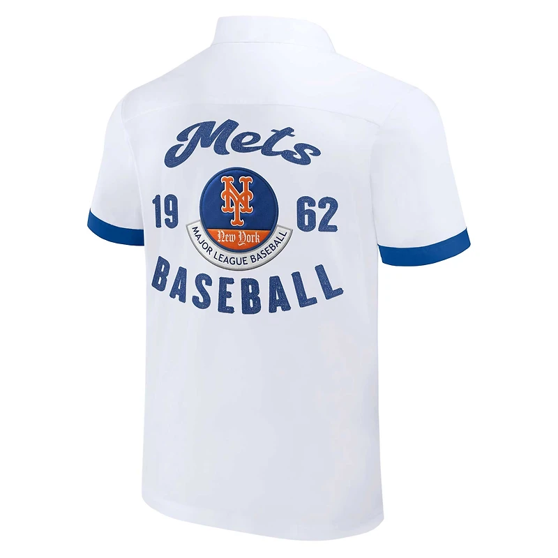 Collection Darius Rucker pour homme par Fanatics - Chemise blanche boutonnée New York Mets Bowling hommes
