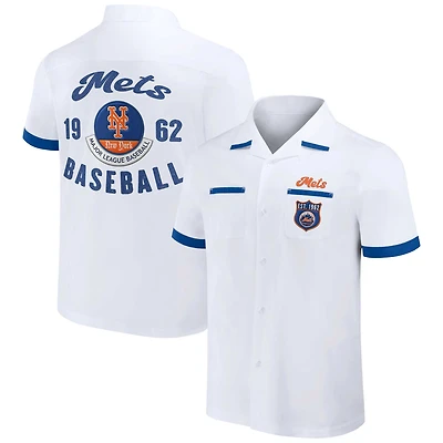 Collection Darius Rucker pour homme par Fanatics - Chemise blanche boutonnée New York Mets Bowling hommes