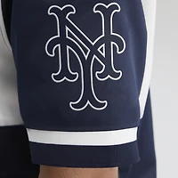 Men's Fanatics Athletic Navy New York Mets Iconic Full-Snap Short Sleeve Satin Warm-Up
