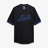 T-shirt à col en V texturé noir Fanatics New York Mets pour hommes, grandes tailles