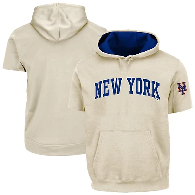 Men's Fanatics Cream/Royal New York Mets Big & Tall Contrast Short Sleeve Hoodie