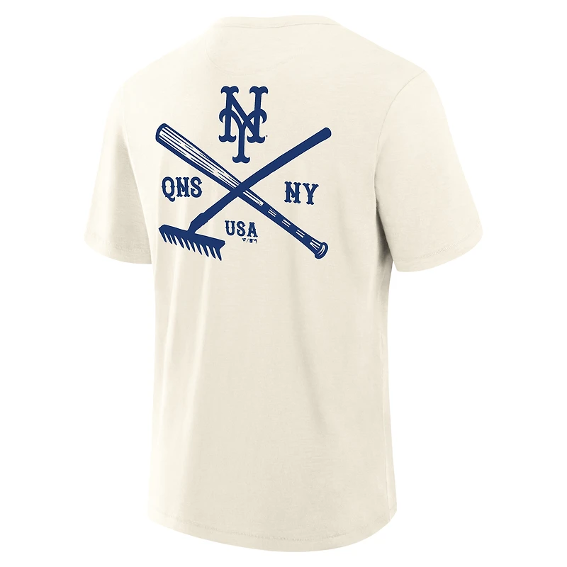 Men's Fanatics Cream New York Mets Nostalgia Stadium Slub T-Shirt