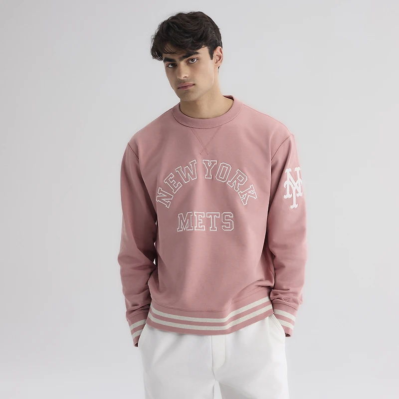 Men's Fanatics Faded Rose New York Mets Iconic Terry Sweatshirt
