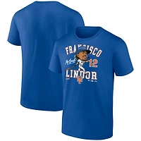 T-shirt fanatiques pour hommes Francisco Lindor Royal New York Mets Caricature de la ville natale