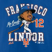 T-shirt fanatiques pour hommes Francisco Lindor Royal New York Mets Caricature de la ville natale