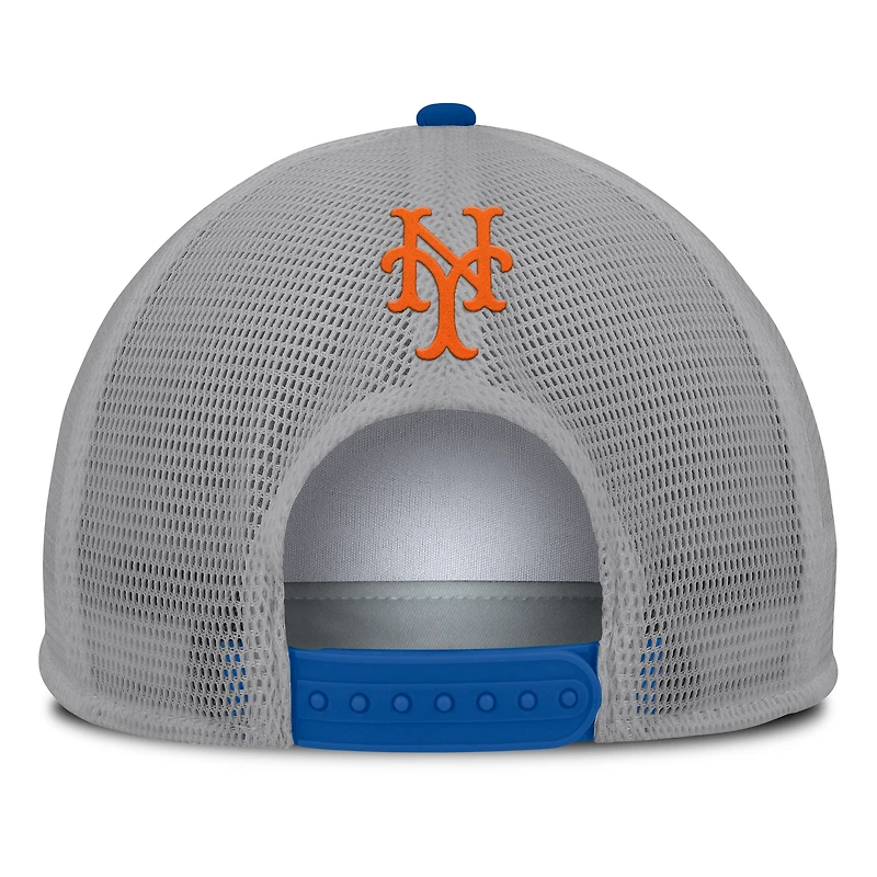 Men's Fanatics Gray/White New York Mets Cranked Foam Front Patch Trucker Adjustable Hat