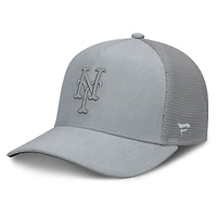 Casquette trucker ajustable Fanatics grise New York Mets en velours côtelé.