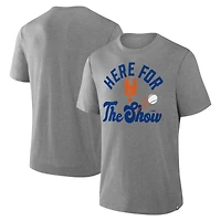 Men's Fanatics Heather Gray New York Mets Nostalgia Tri-Blend T-Shirt