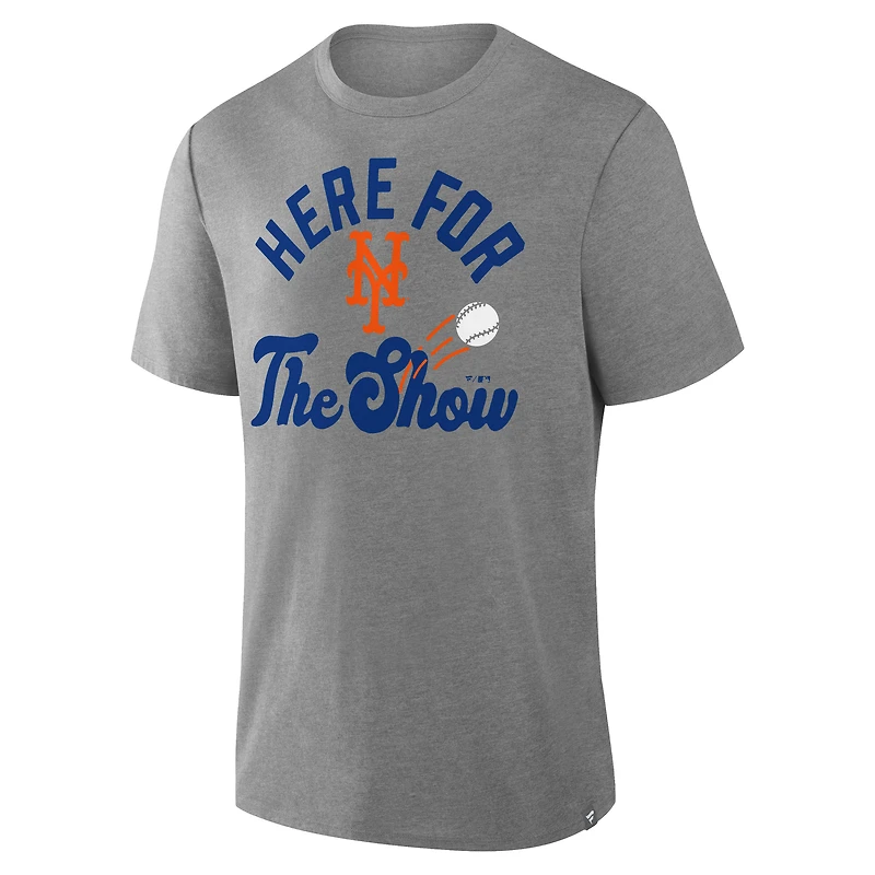 Men's Fanatics Heather Gray New York Mets Nostalgia Tri-Blend T-Shirt