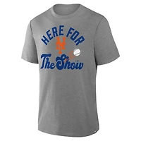 Men's Fanatics Heather Gray New York Mets Nostalgia Tri-Blend T-Shirt