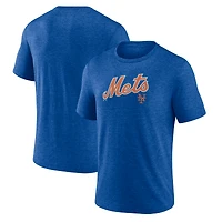 T-shirt homme Fanatics Heather Royal New York Mets Cooperstown Collection Series Sweep Tri-Blend