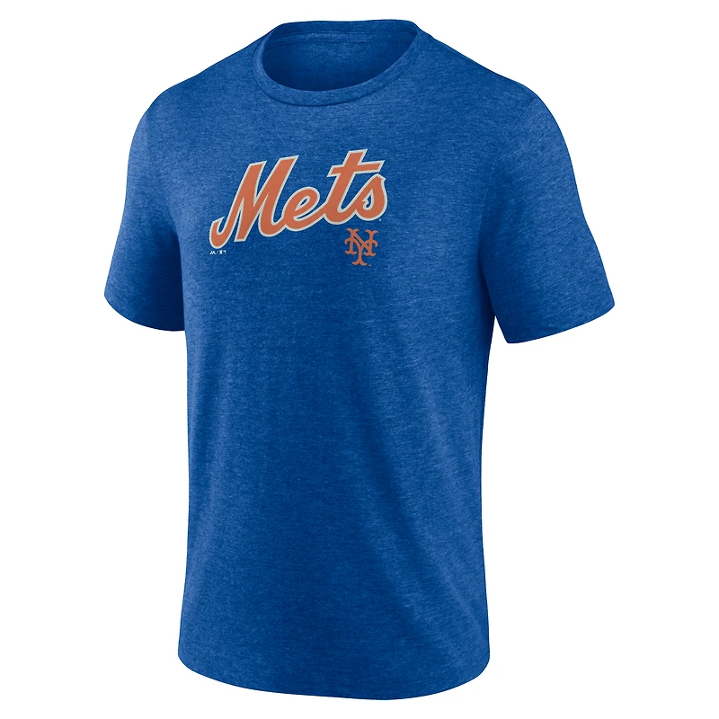 T-shirt homme Fanatics Heather Royal New York Mets Cooperstown Collection Series Sweep Tri-Blend