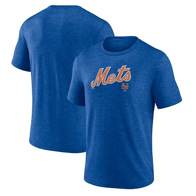 Men's Fanatics Heather Royal New York Mets Cooperstown Collection Series Sweep Tri-Blend T-Shirt