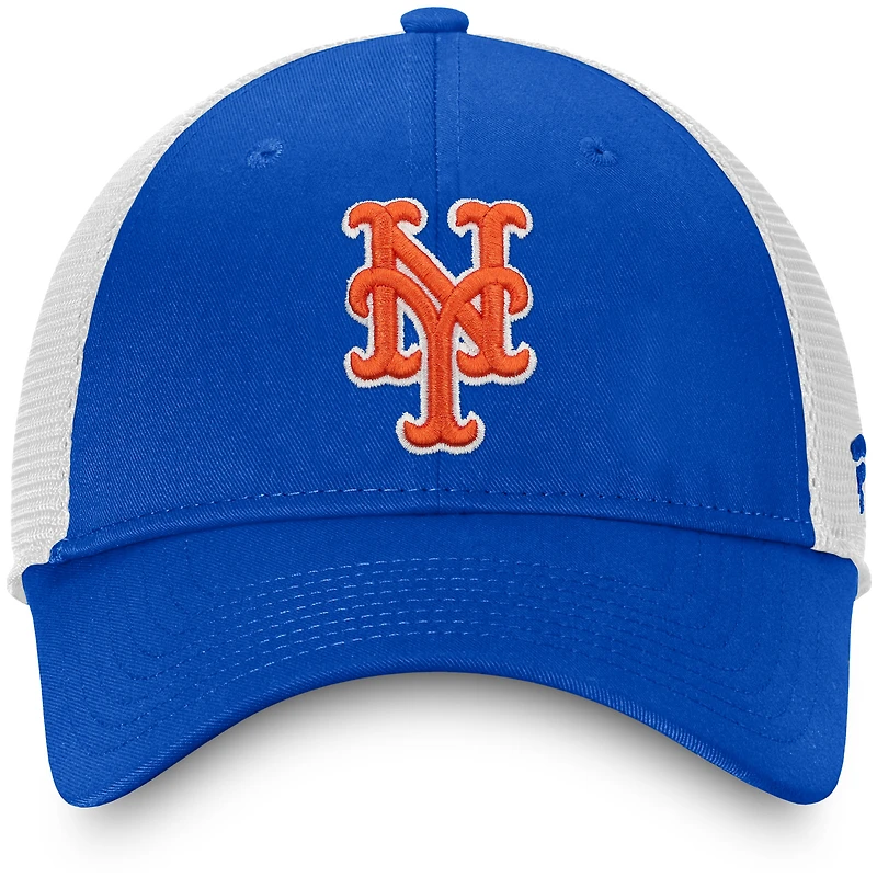 Casquette réglable de camionneur non structurée Fanatics Royal/White New York Mets Team Core pour hommes