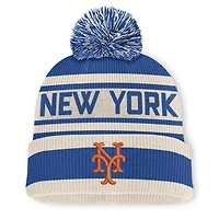 Bonnet à revers en maille avec pompon, modèle Royal New York Mets de la marque Fanatics.