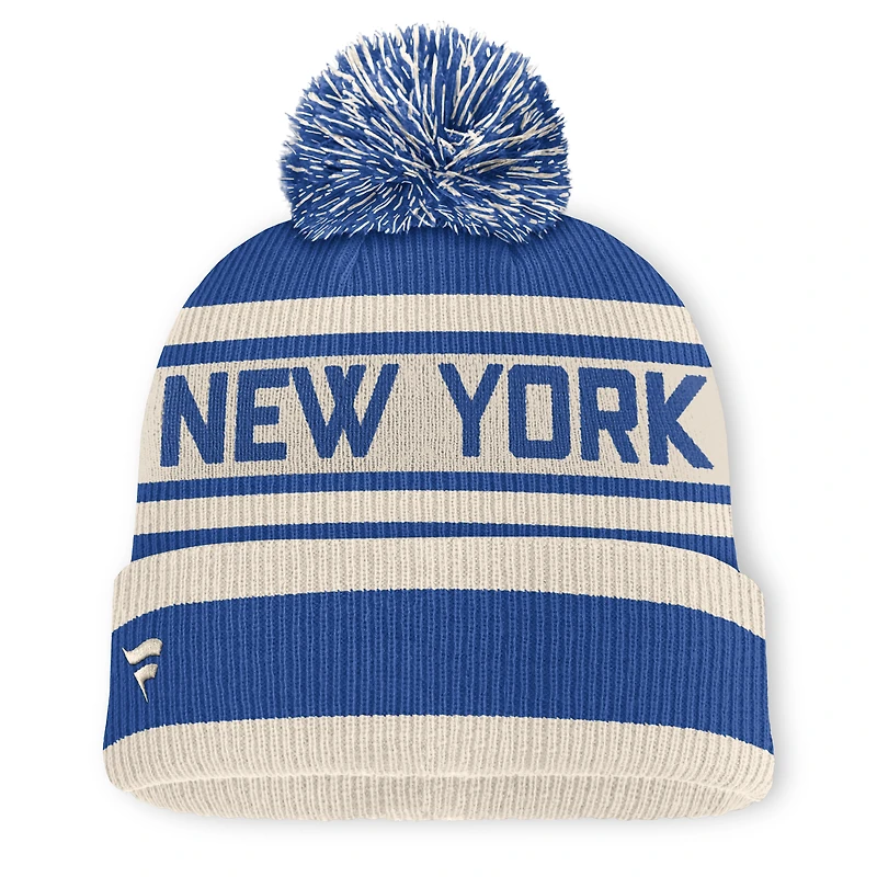 Bonnet à revers en maille avec pompon, modèle Royal New York Mets de la marque Fanatics.