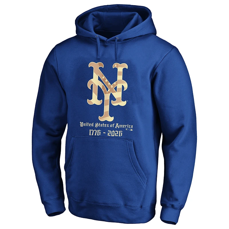 Sweat à capuche Fanatics Royal New York Mets USA 1776-2026 pour homme, grandes tailles