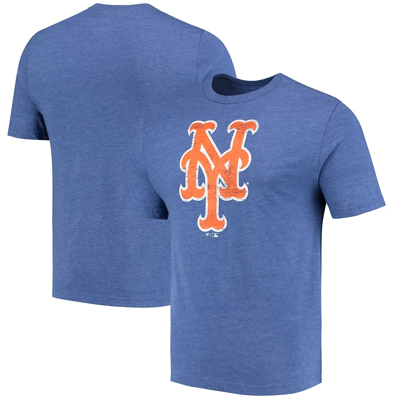 Men's Fanatics Royal New York Mets Weathered Official Logo Tri-Blend T-Shirt