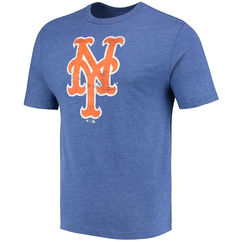 Men's Fanatics Royal New York Mets Weathered Official Logo Tri-Blend T-Shirt