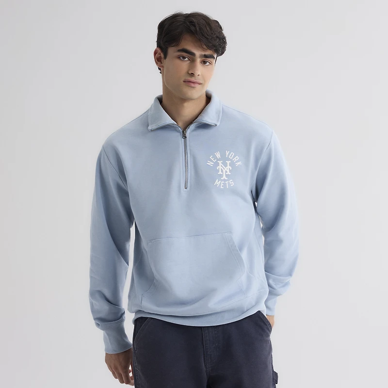 Men's Fanatics Sky Blue New York Mets Iconic Terry Quarter-Zip Sweatshirt