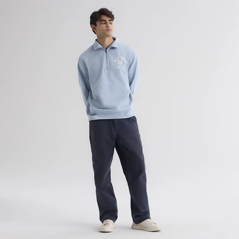 Men's Fanatics Sky Blue New York Mets Iconic Terry Quarter-Zip Sweatshirt