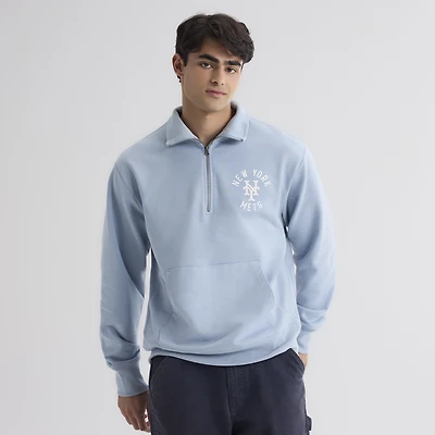 Men's Fanatics Sky Blue New York Mets Iconic Terry Quarter-Zip Sweatshirt