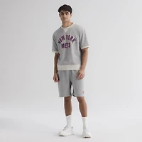Men's Fanatics Steel Heather New York Mets Iconic Terry Short Sleeve Sweatshirt