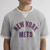 Men's Fanatics Steel Heather New York Mets Iconic Terry Short Sleeve Sweatshirt