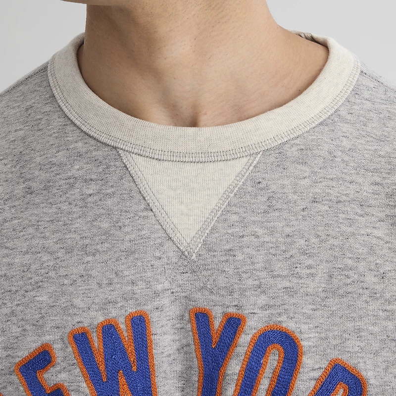 Men's Fanatics Steel Heather New York Mets Iconic Terry Short Sleeve Sweatshirt