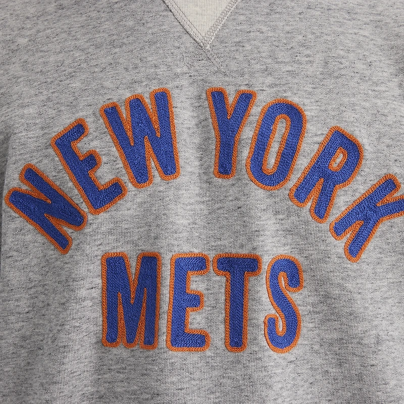 Men's Fanatics Steel Heather New York Mets Iconic Terry Short Sleeve Sweatshirt