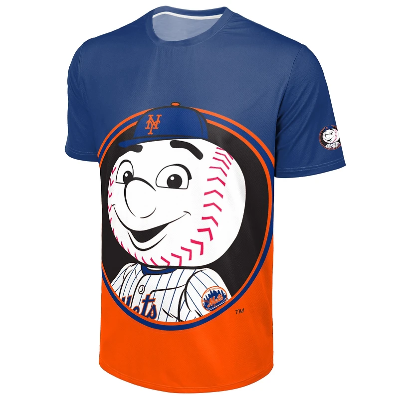 T-shirt FOCO pour homme, bleu royal/orange, avec grand logo des New York Mets
