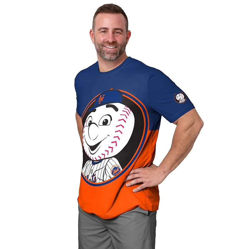 T-shirt FOCO pour homme, bleu royal/orange, avec grand logo des New York Mets