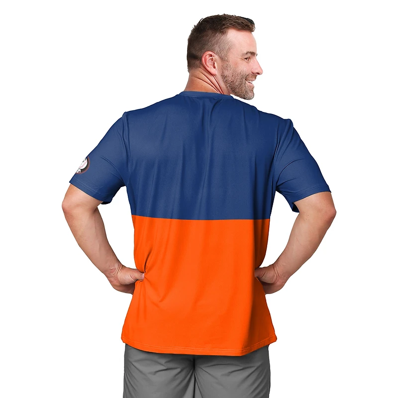 T-shirt FOCO pour homme, bleu royal/orange, avec grand logo des New York Mets