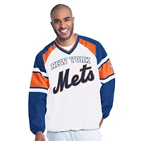 Pull raglan à col en V G-III Sports by Carl Banks pour homme, blanc/bleu roi, New York Mets Infield Play