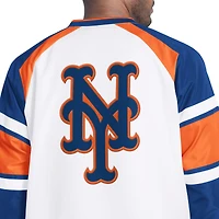 Men's G-III Sports by Carl Banks  White/Royal New York Mets Infield Play Raglan V-Neck Pullover