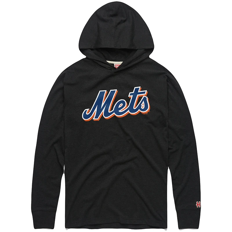 Men's Homage Charcoal New York Mets Lightweight Raglan Tri-Blend Pullover Hoodie