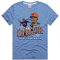 Men's Homage Francisco Lindor Light Blue New York Mets Graphic Player T-Shirt