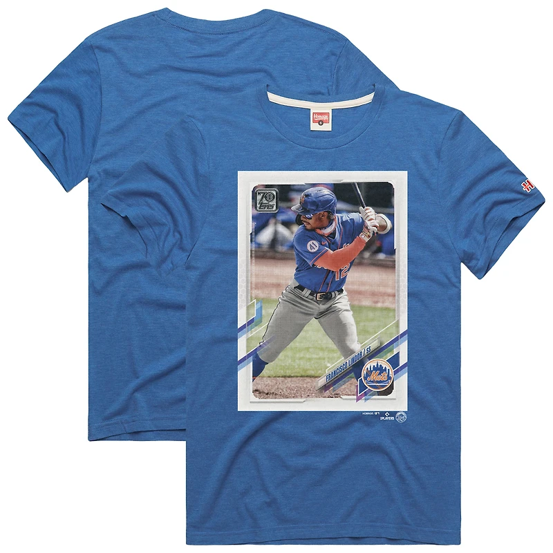 T-shirt hommage pour homme Francisco Lindor Royal New York Mets 2021 Topps Baseball Card Player