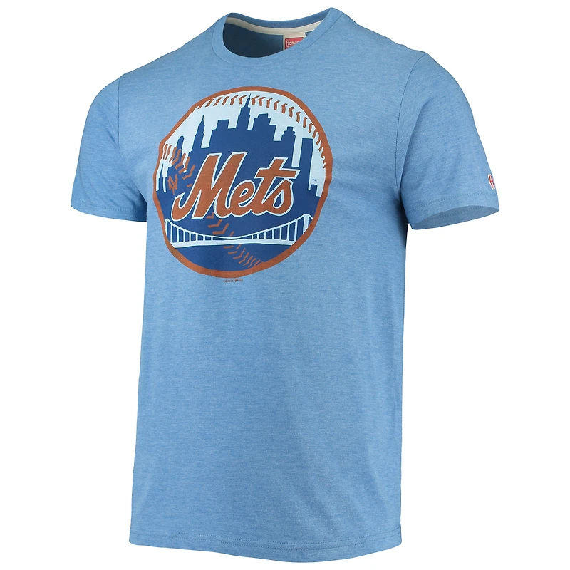 Men's Homage Heather Royal New York Mets Hand-Drawn Logo Tri-Blend T-Shirt