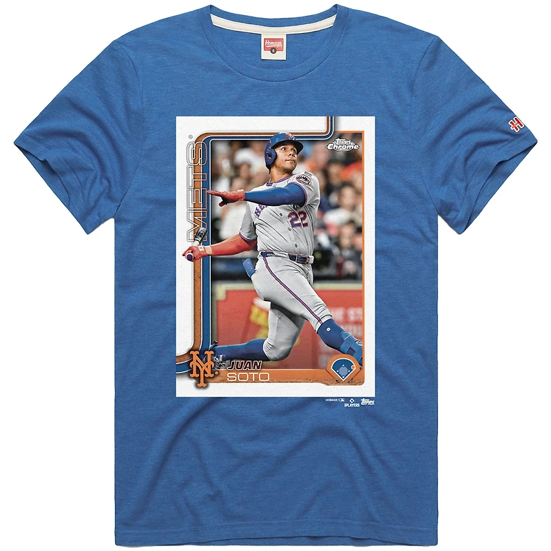 T-shirt Tri-Blend hommage à Juan Soto Royal New York Mets Topps pour homme, joueur de cartes baseball