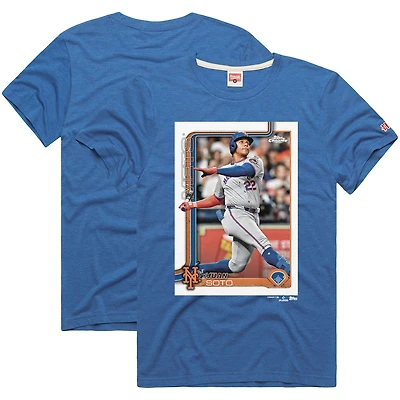 Men's Homage Juan Soto Royal New York Mets Topps Baseball Card Tri-Blend T-Shirt